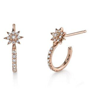 NEW SHAY THE DIAMOND PAVE STAR DROP HUGGIES EARINGS Color Rose Gold